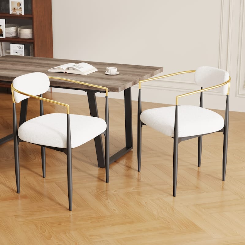 Velvet Dining Chairs set of 2, Modern Dining Chairs Arm Chair with Metal Armrest and Legs Accent Chairs for Kitchen