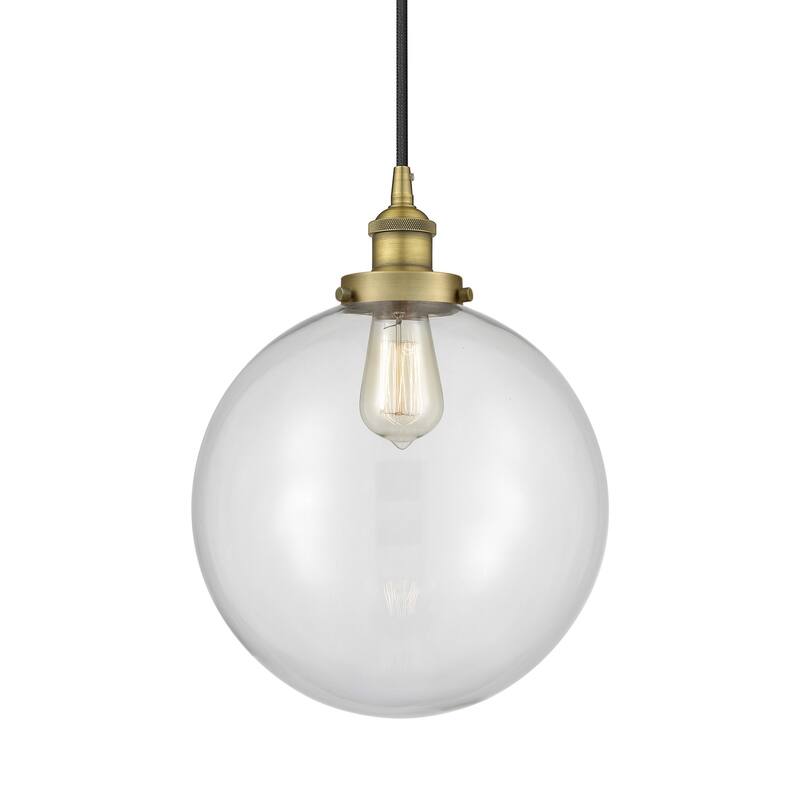 Innovations Lighting 616-1PH-16-12 Beacon Pendant Beacon 12" Wide - Brushed Brass / Clear