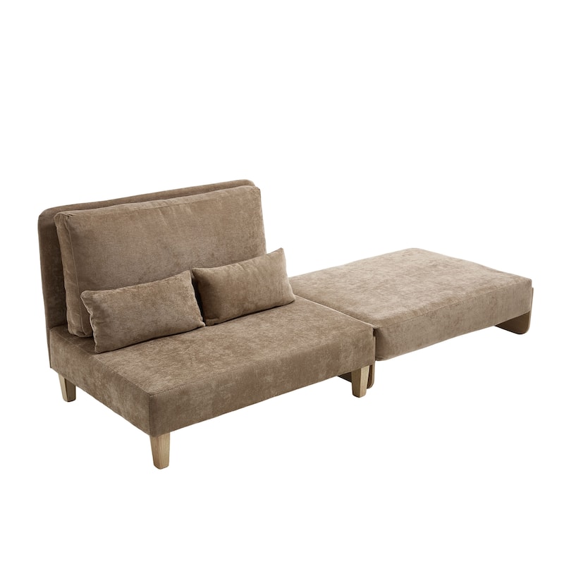 Chenille 3-in-1 Convertible Sofa Bed Chair with 3 Pillows and Storage Pockets