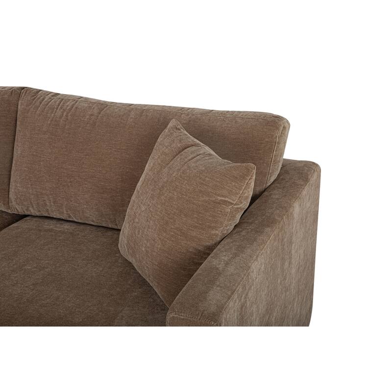 NADAAL STUDIOS Nyver Left-Facing Sectional, Deep Seat Layout with Oak Legs and Textured Polyester Upholstery, Camel