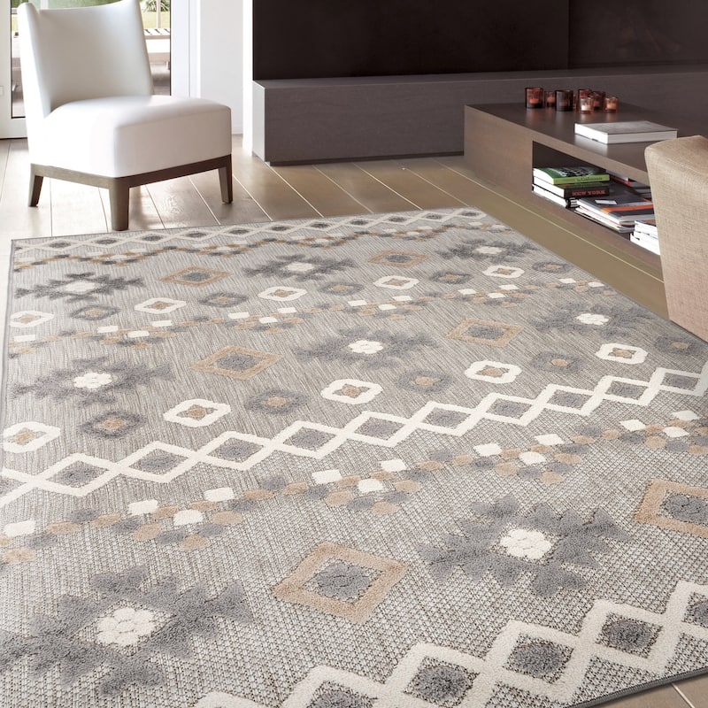 World Rug Gallery Southwestern Geometric Indoor/Outdoor Area Rug