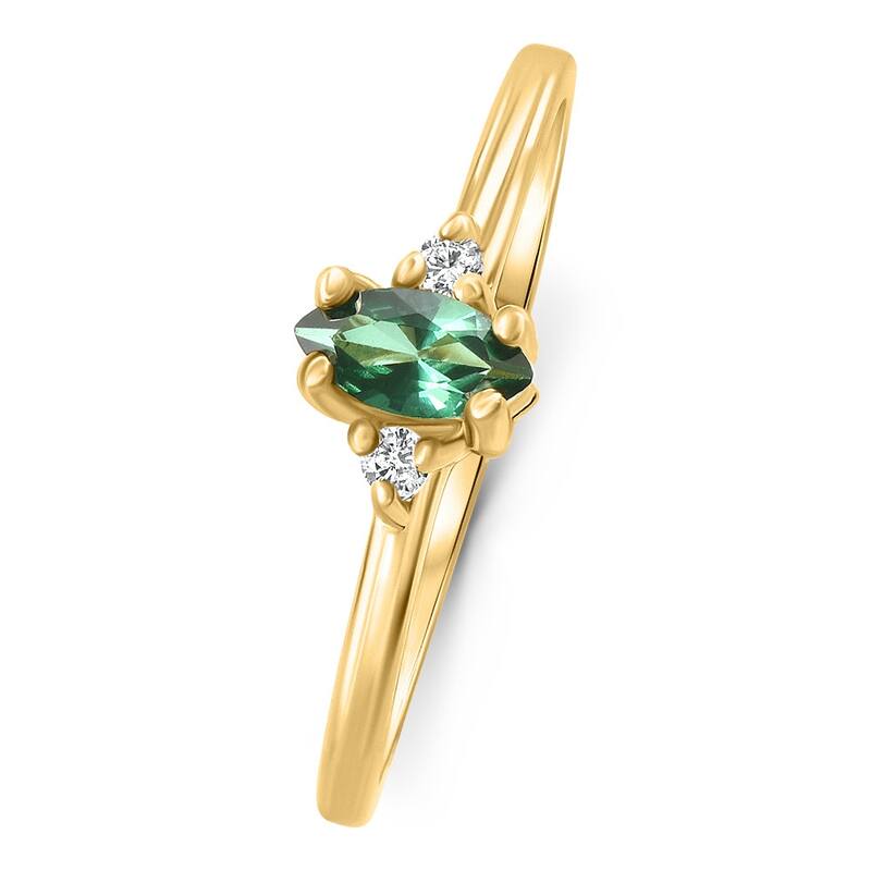 1/3Ct TW Marquise Emerald & Diamond Ring Gold Lab Grown