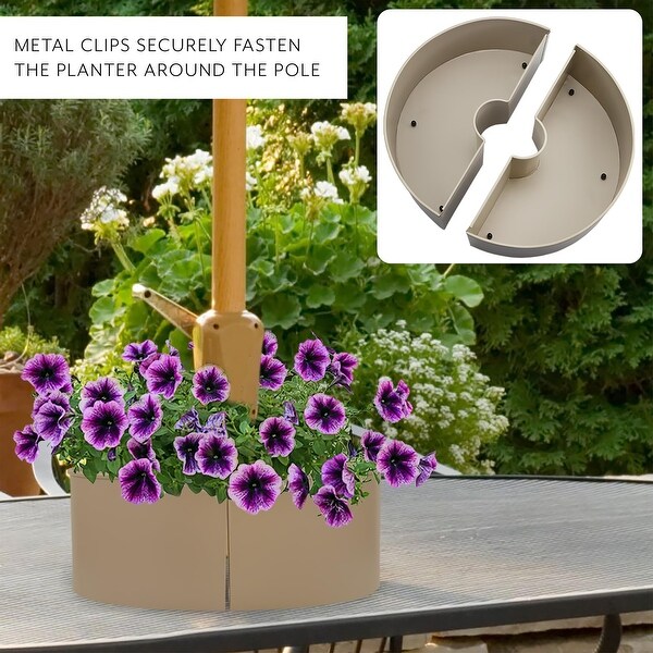 AuldHome Umbrella Planter for Patio Table with Umbrella Hole (White), Ename Outdoor Table Umbrella AuldHome Umbrella Planter For Patio Table