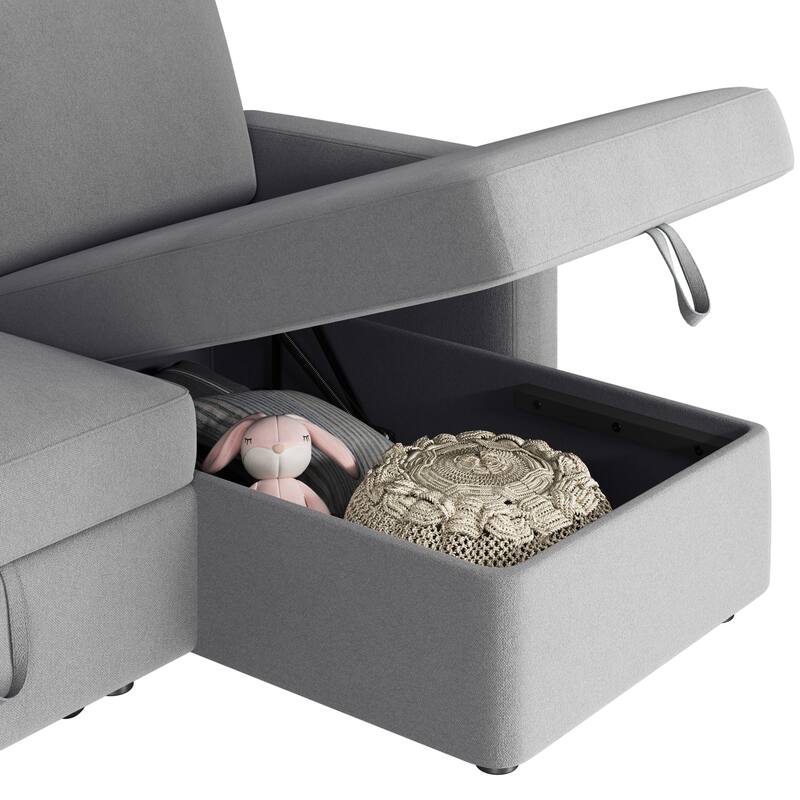 Yaheetech L-Shaped Reversible Sectional Sofa with Pull Out Bed & Storage - 83"x 57.5"x33"