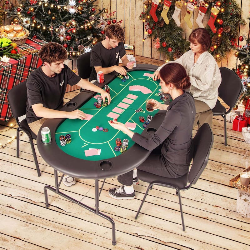 Costway 8 Players Card Board Game Table with 8 Cup Holders - See Details