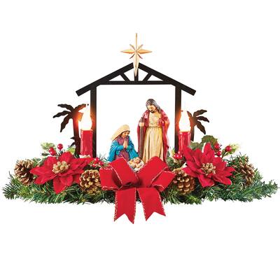 Nativity Scene LED Flickering Candle Centerpiece - 14.900 x 12.000 x 5.700