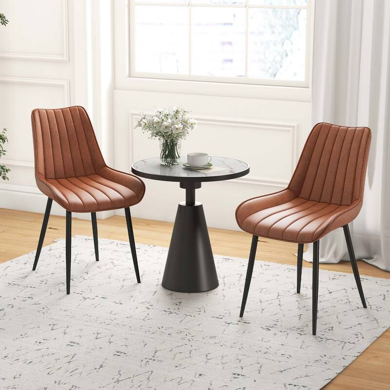 Costway Dining Chair Set of 2 Upholstered Leisure Chairs with Metal - See Details