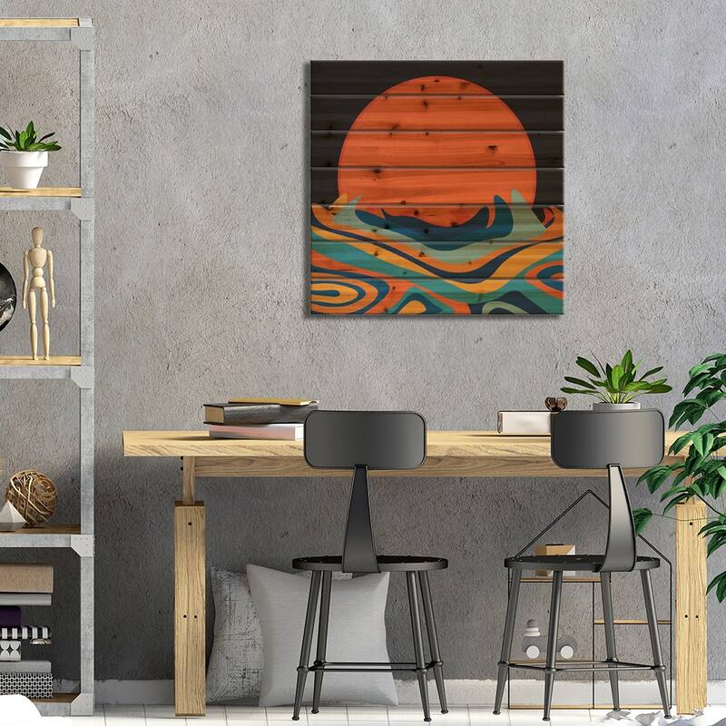 Blood Moon Print On Wood by Alisa Galitsyna - Multi-Color
