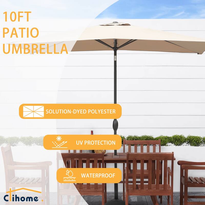 Clihome 10' x 6'5 Aluminum Rectangular Market Umbrella