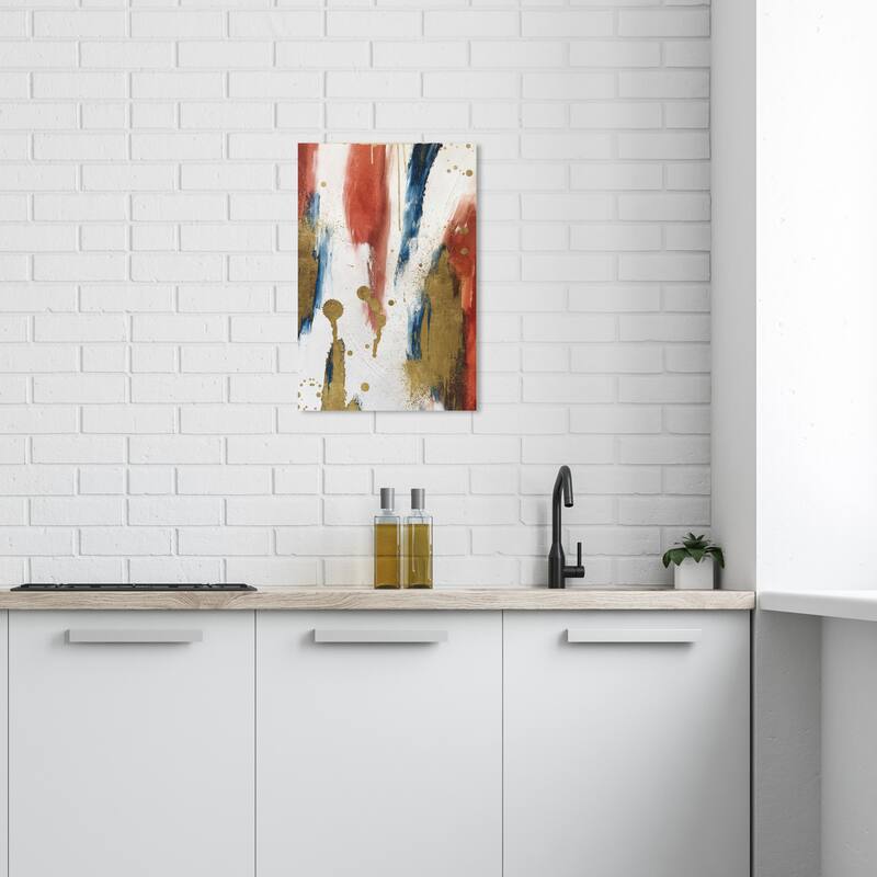 Wynwood Studio Canvas Abstract Golden Orange Mix White and Metallic Gold Modern & Contemporary Wall Art Canvas Print - 24 x 16