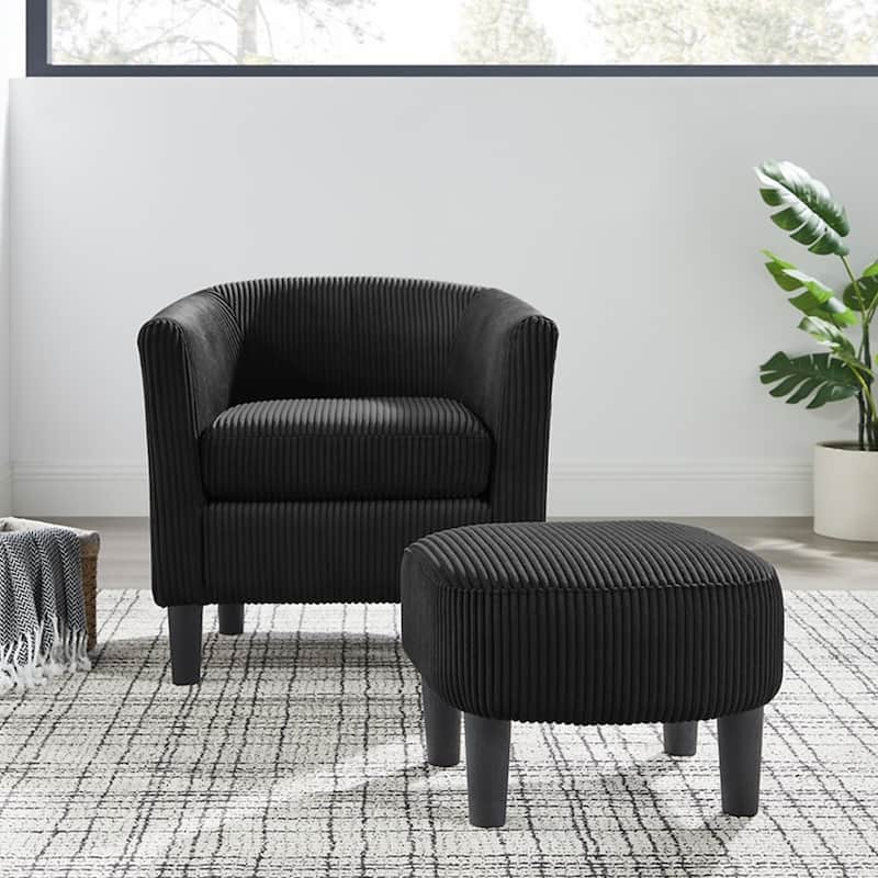 Corduroy Single Sofa Chair with Ottoman Foot Rest