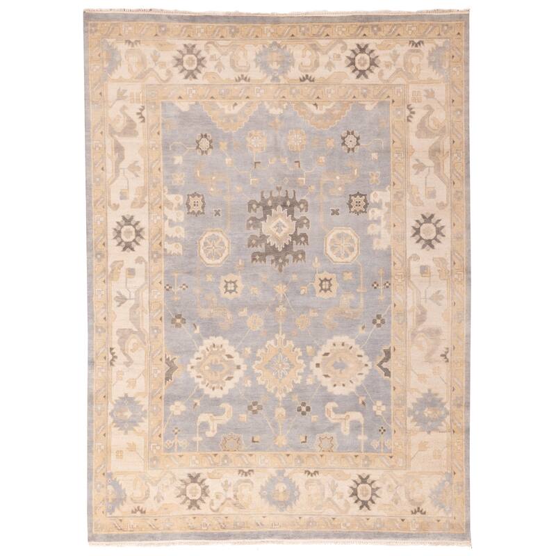 ECARPETGALLERY Hand-knotted Royal Oushak Light Denim Blue Wool Rug - 9'2 x 12'3