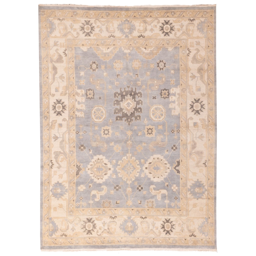 ECARPETGALLERY Hand-knotted Royal Oushak Light Denim Blue Wool Rug - 9'2 x 12'3