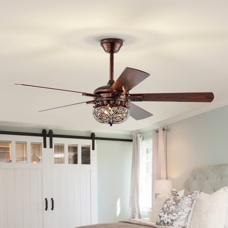 Laylani 52 Inch Antique Copper Ceiling Fan 2 Light with Remote