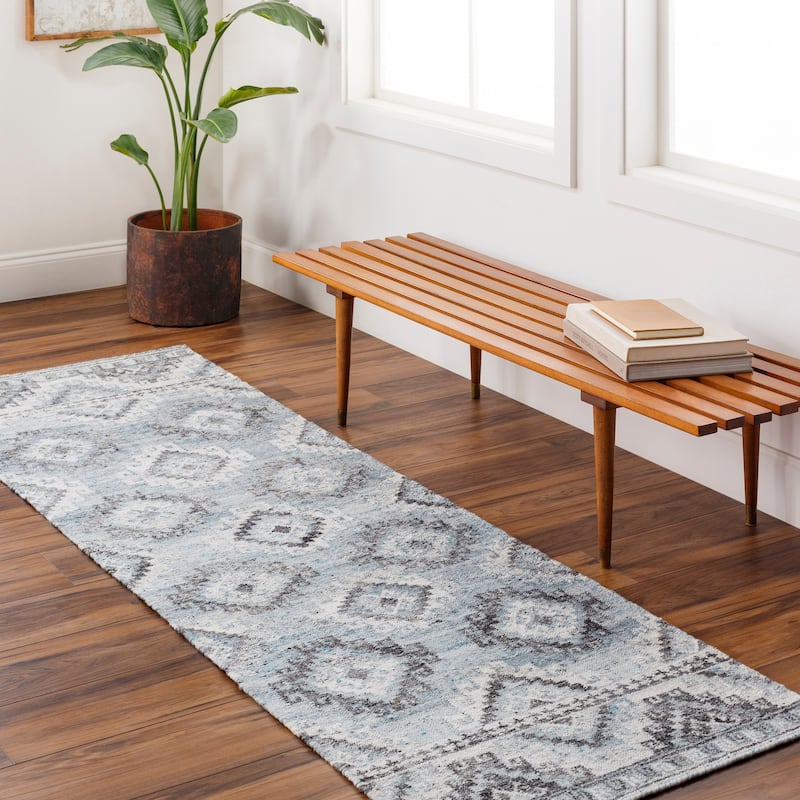 Siya Southwestern Area Rug - 2' 6" x 8' - Gray/Blue