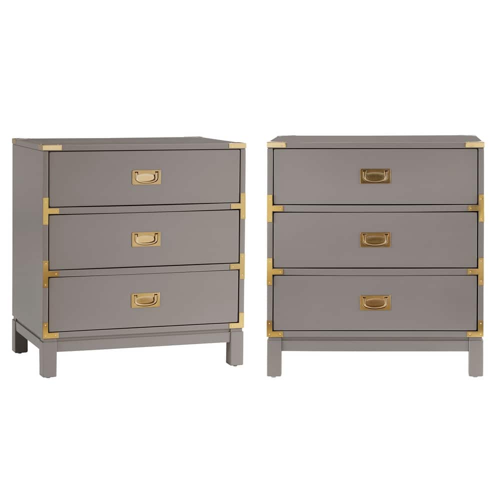 Valoria 3-Drawer Gold Accent Nightstand