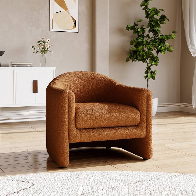 32.3" Wide Upholstered Barrel Boucle Velvet Accent Chair