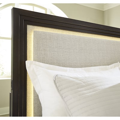 Signature Design by Ashley Neymorton Light Gray/Brown Upholstered Panel Headboard