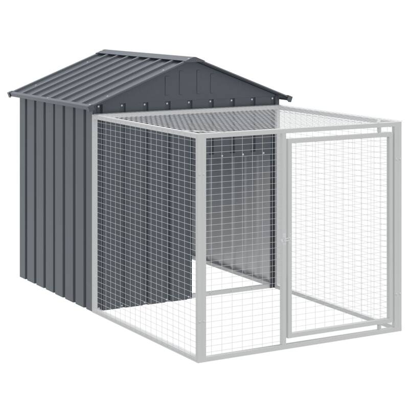 vidaXL Chicken Cage with Run Light Gray/Anthracite multisize Galvanized Steel - 46.1" x 320.1" x 48.4" - Anthracite