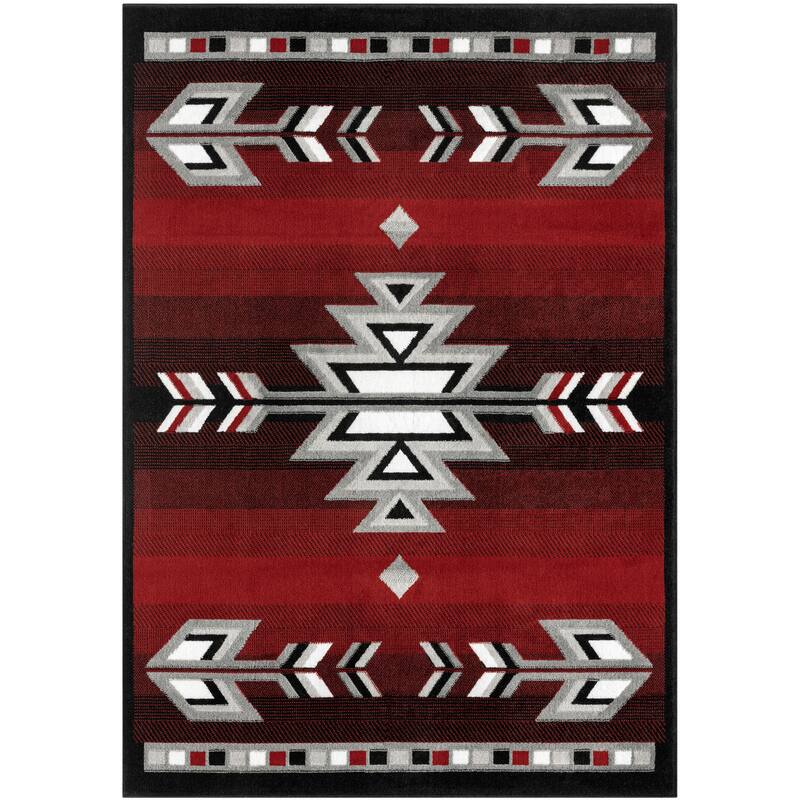 Home Dynamix Premium Sagrada Southwestern Geometric Area Rug - 5'2"x7'4" - Red/Grey - Runner