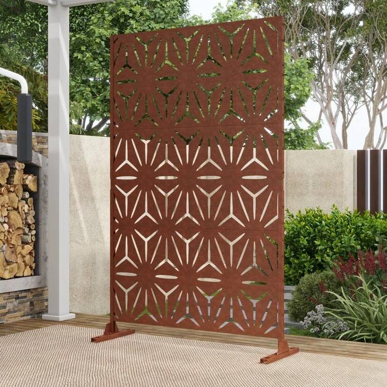 Outdoor Metal Privacy Screen Fence Panel Star Pattern