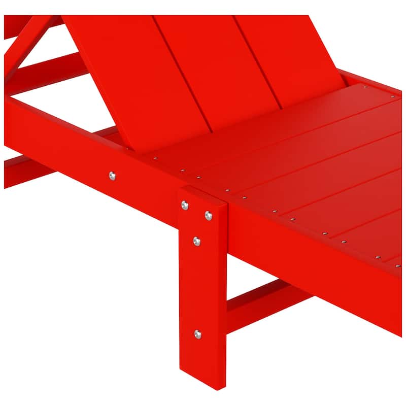 Shoreside Modern Poly Eco-Friendly All Weather Reclining Chaise Lounge With Wheels (Set Of 2)