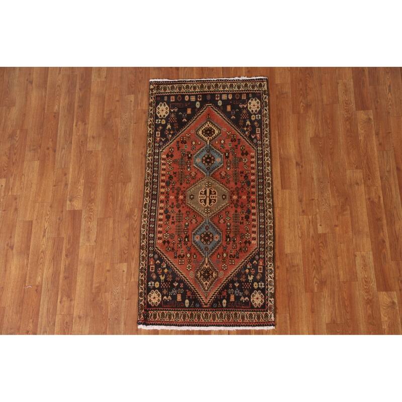 Geometric Abadeh Persian Vintage Runner Rug Handmade Wool Carpet - 2'2"x 4'8"