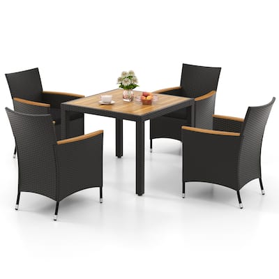 Costway 5 PCS Patio Dining Table Set for 4 Rattan Conversation Set - See Details