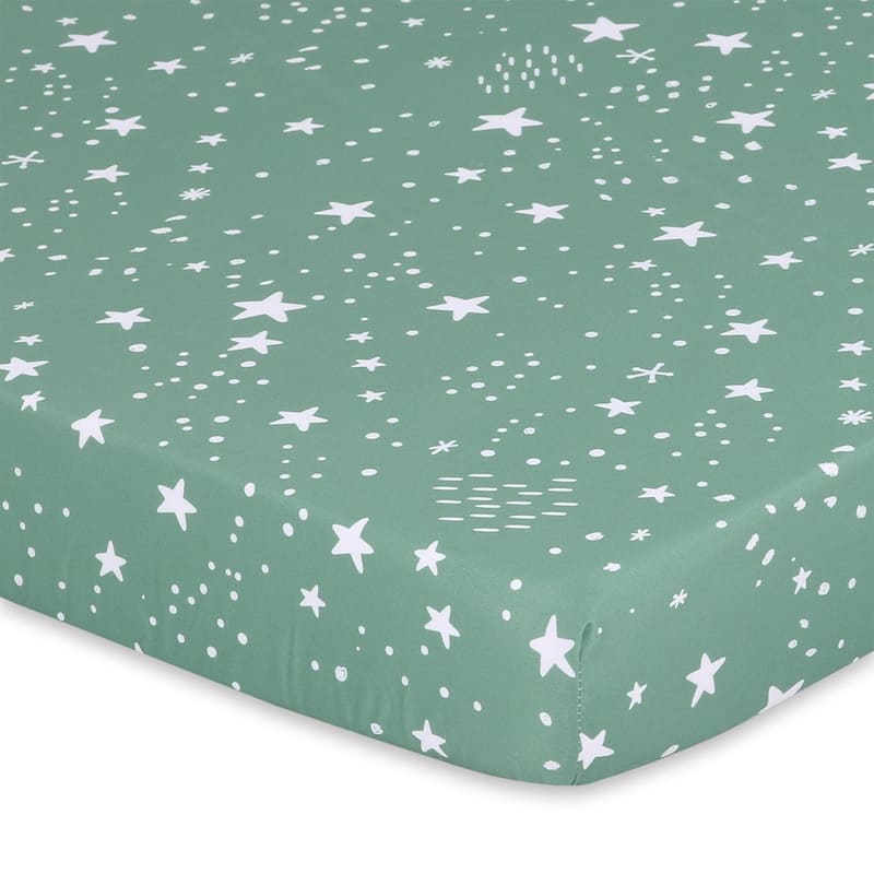 The Peanutshell Green Safari Mini Crib, Playard Sheet 3 Pack Set