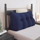 preview thumbnail 12 of 27, WOWMAX Headboard Wedge Reading Pillow With Bolster Neck Roll Dark Blue - Twin