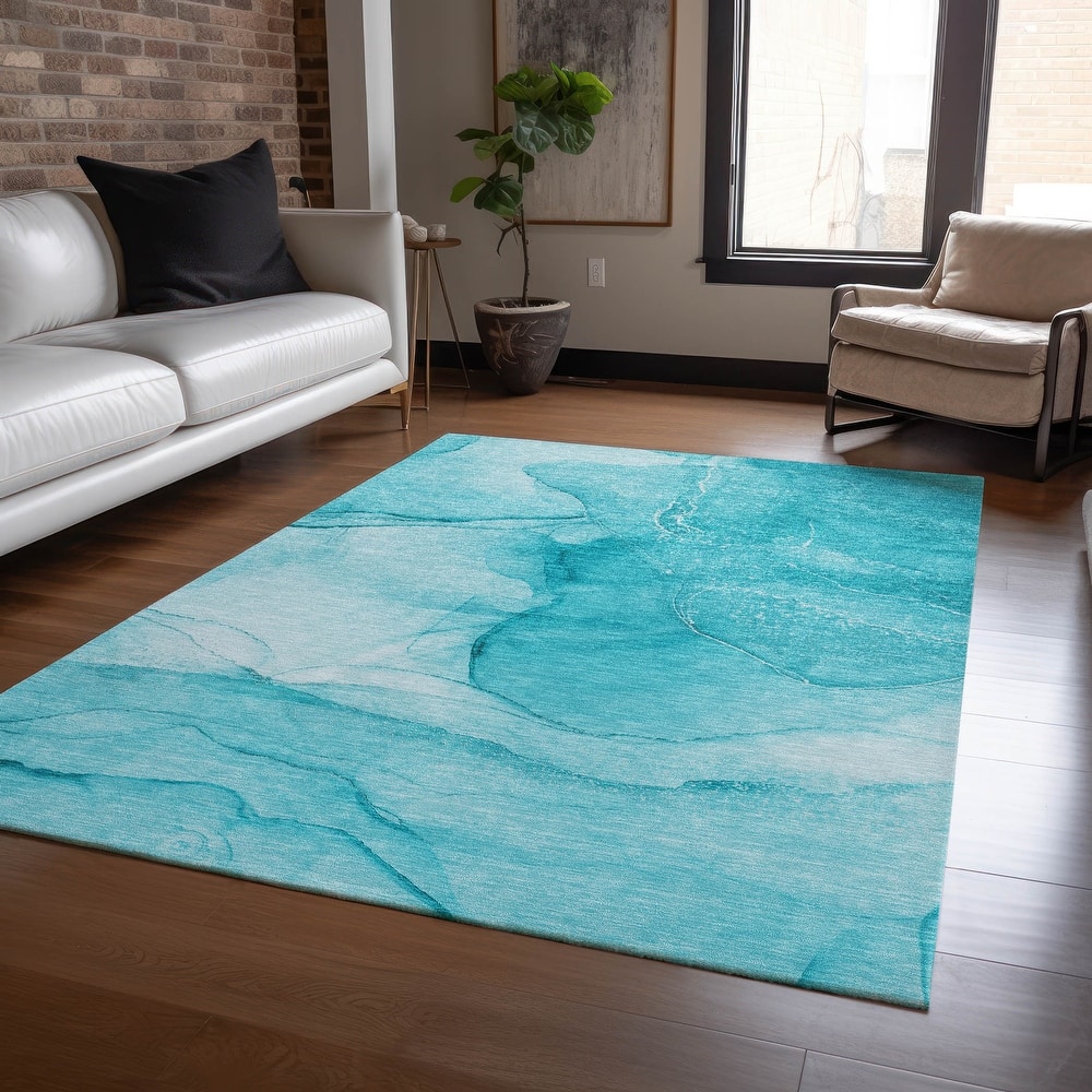 Machine Washable Indoor/ Outdoor Abstract Chantille Rug