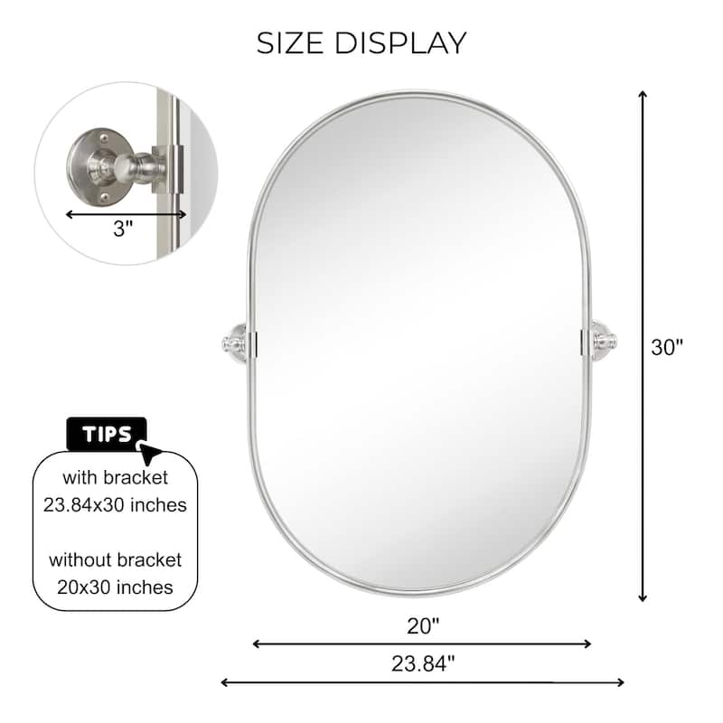 TEHOME Luka Farmhouse Oval Pivot Metal Wall Mirror - 20'' x 30''