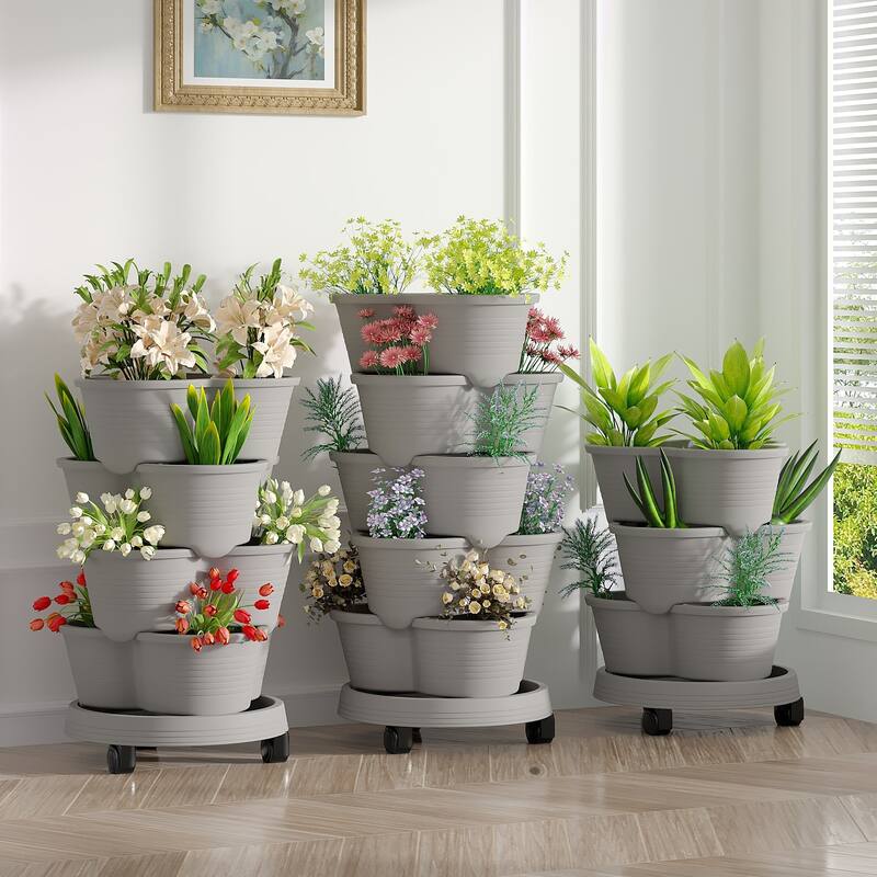 Vertical Strawberry Planter, 5 Tier Hanging Vertical Gardening Planter, Stackable Garden Tower Pot for Strawberries, Flowers
