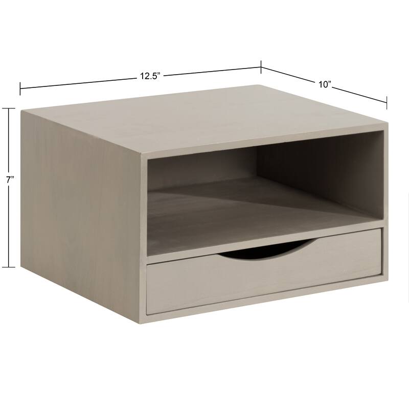 Kate and Laurel Hutton Floating Wall Shelf with Drawer - 12.5x10x7