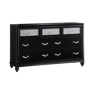 7 Drawers Wooden Dresser with Acrylic Drawer Front, Black - On Sale ...