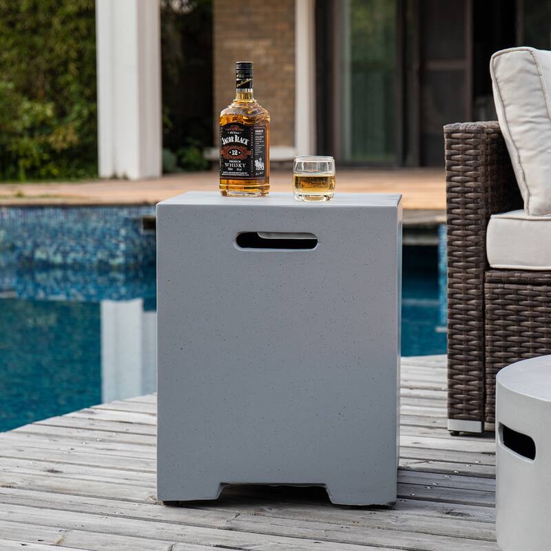 COSIEST Concrete Outdoor Propane Tank Cover Table - Grey