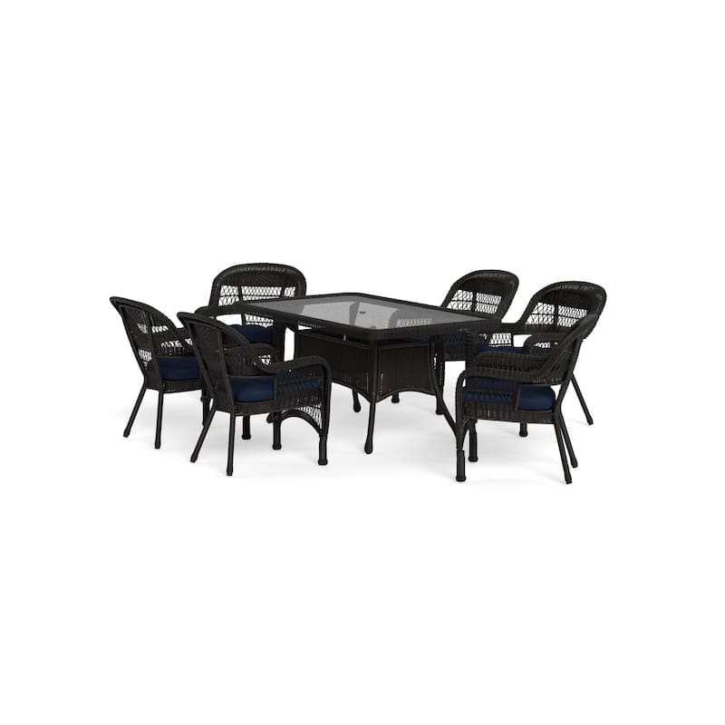 Portside Dark Roast Outdoor Wicker Dining Set (7-Piece)
