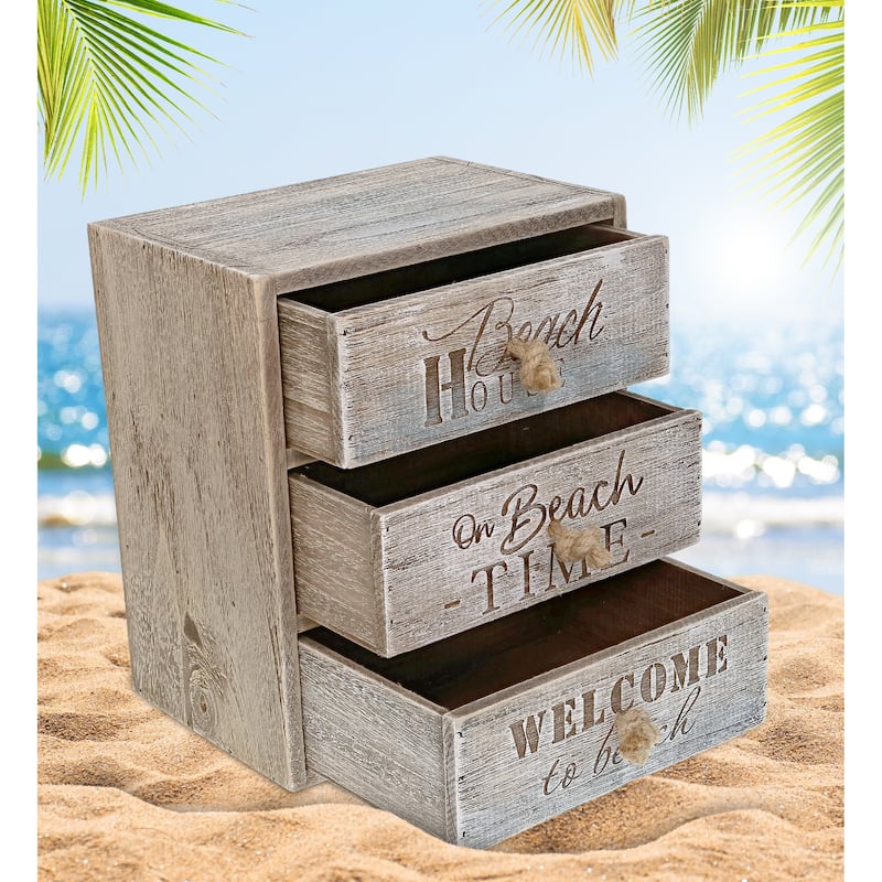 CoTa Global Driftwood Nautical 3 Drawer Storage Organizer - 10.5 Inches
