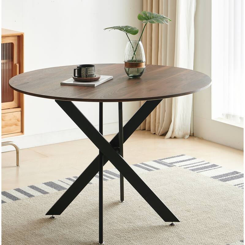 42.1"Table Mid-century Dining Table for 4-6 people With Round Mdf Table Top, Pedestal Dining Table, End Table Leisure