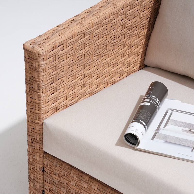 3-piece Cushioned Patio Wicker Swivel Chairs Set with Side Table Outdoor Armchair Sofa Set