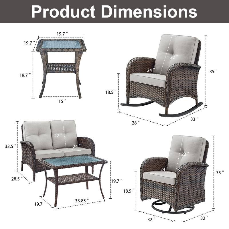 Gymojoy Outdoor Wicker Patio Furniture Loveseat and Chair Set Weather-Resistant