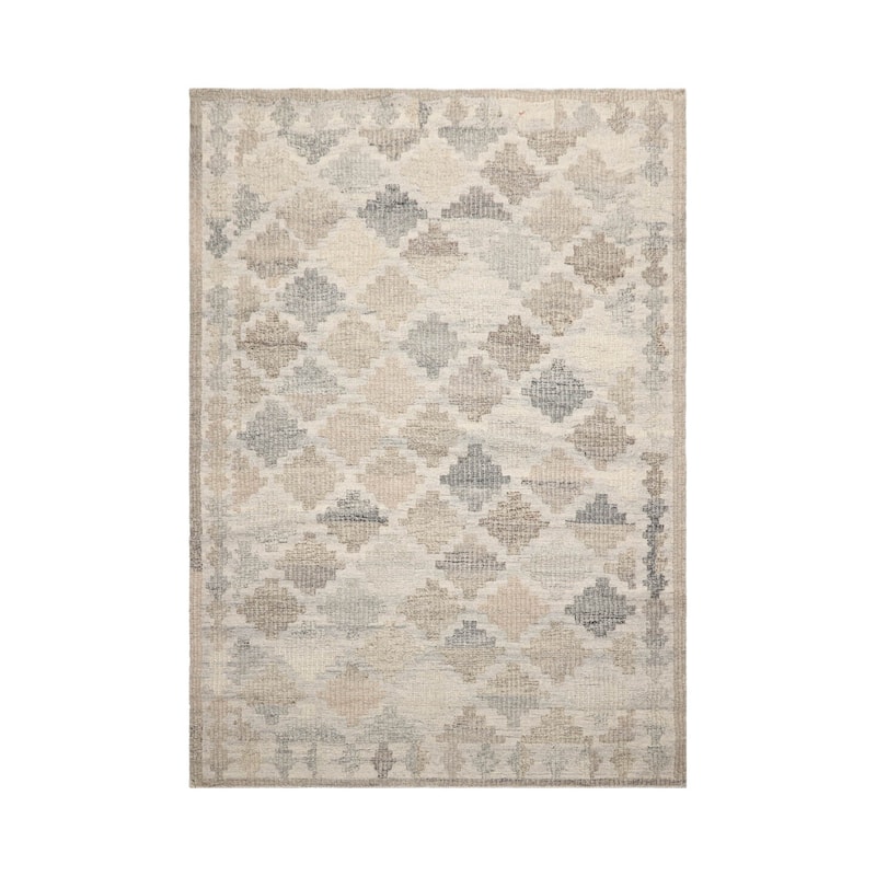 LoomBloom Beige Traditional Southwestern Moroccan 100% Wool Area Rug - 5' 3'' x 7' 7''
