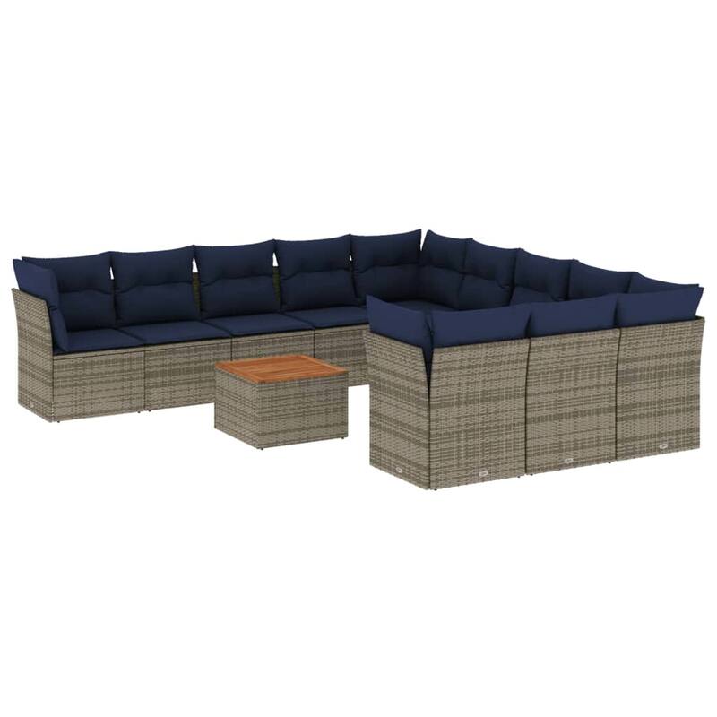 vidaXL Patio Sofa Set with Cushions Outdoor Furniture 12 Piece Poly Rattan - 24.4x 24.4x 27.2