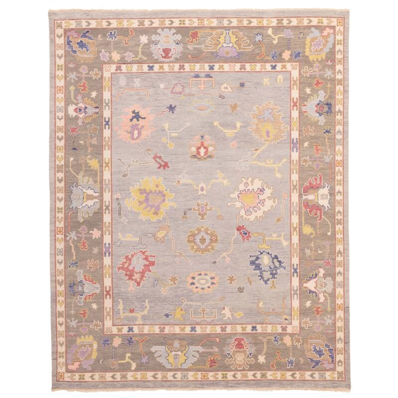 ECARPETGALLERY Hand-knotted Modern Oushak Grey Wool Rug - 7'11 x 9'11