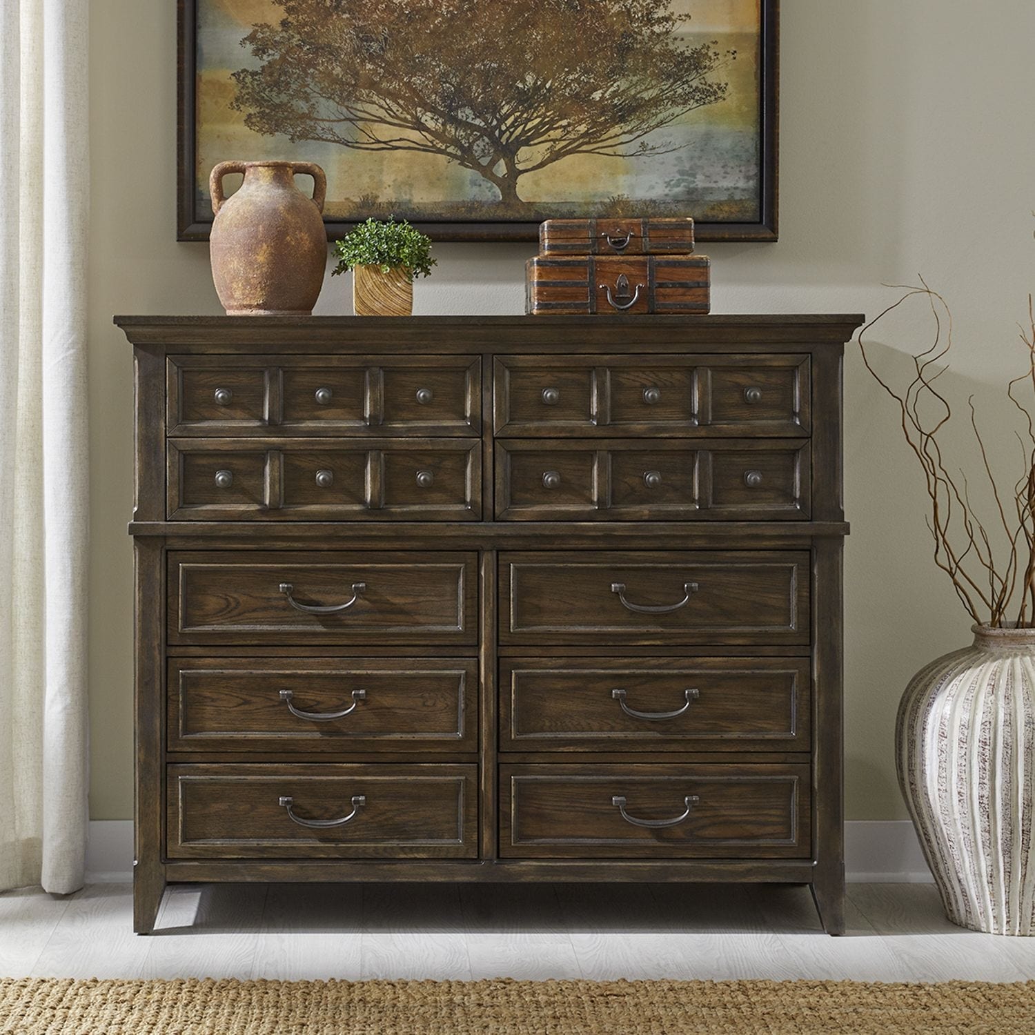 Liberty Furniture Paradise Valley Bedroom 10 Drawer Chesser Saddle Brown