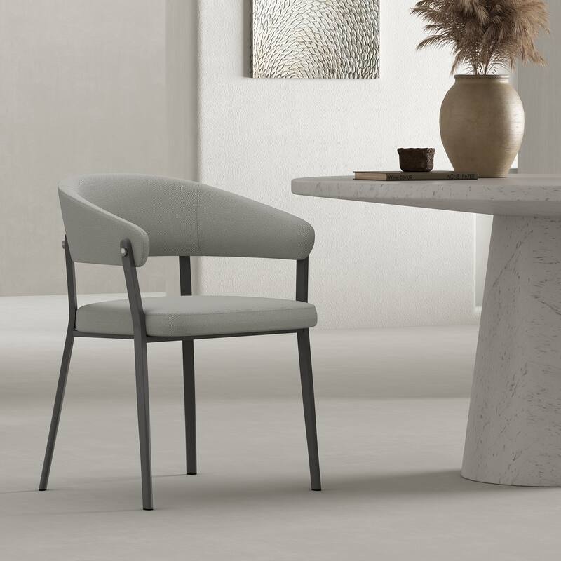 Manhattan Comfort Belle Stone Grey Textured Leatherette Dining Chair - Grey - Single