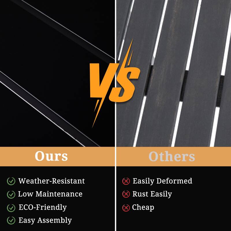 39.4" Black Iron Bar Table with Wheels Heavy-Duty Outdoor Patio Table Weatherproof and Portable - (39.4 x 15.7 x 37) in