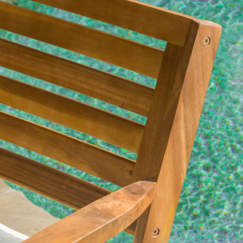 7 Piece Patio Dining Set Outdoor Rectangular Acacia Wood Table and Chairs Furniture Set with Removable Soft Cushions