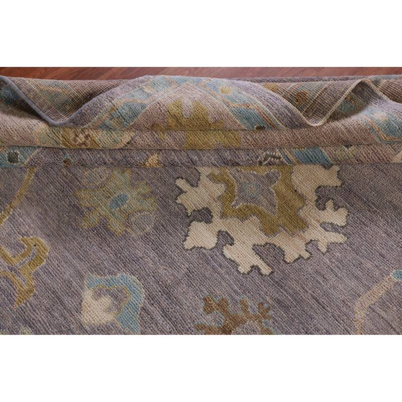 Hand Knotted Oriental 100% Wool Carpet Transitional All-Over Purples Oushak Area Rug - 9' 10'' X 8' 0''