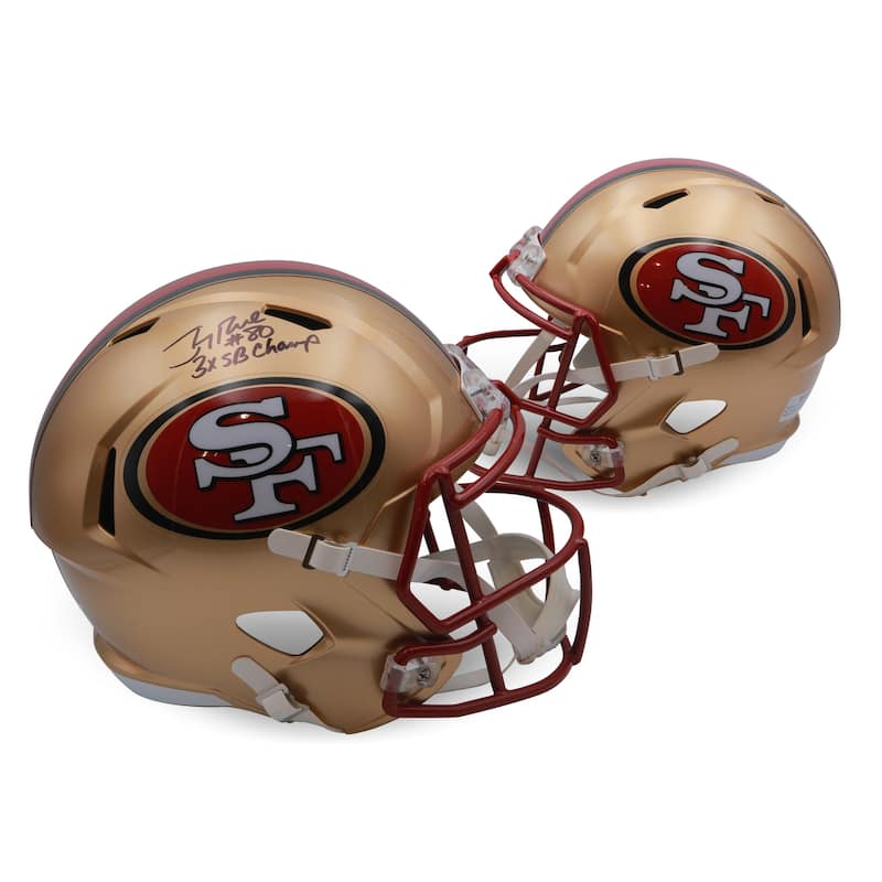 Jerry Rice Autographed San Francisco 49ers Signed Full Size Replica Football Helmet 3 x Super Bowl Champ Fanatics Authentic COA